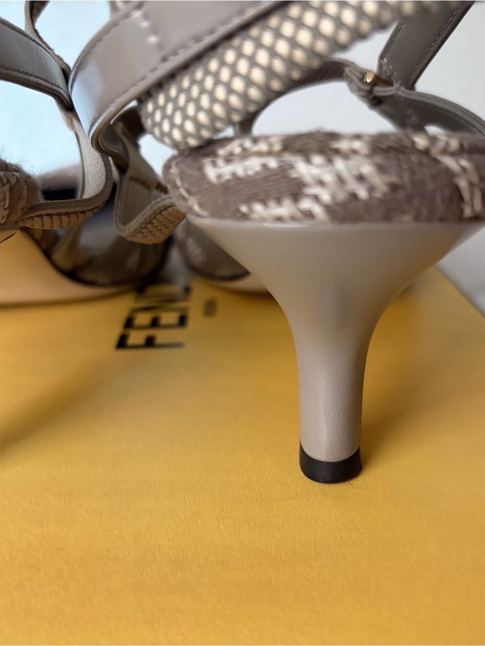 Fendi Colibri Taupe Monogram Pointed Slingback Heels - Picture 16 of 16
